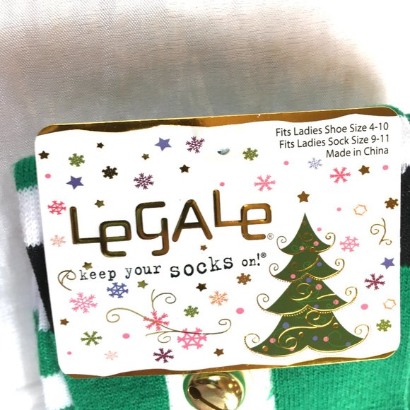 Christmas Bells Elf green white stripe Knee Socks  NWT - Picture 4 of 7